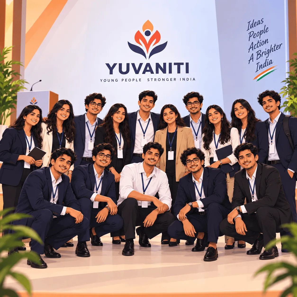 Delegates and speakers together at the close of a past Yuva Samwaad edition.